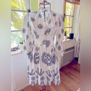 White and Black Printed Dress